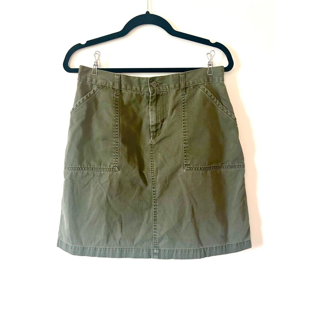 I.E. Relaxed Green Cargo Utility Mini Skirt Size 10 Flap Pockets Back Vent